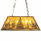 Meyda Lighting Tall Pines 33" 6-Light Antique Copper Island Pendant Light With Amber Mica Shade Glass