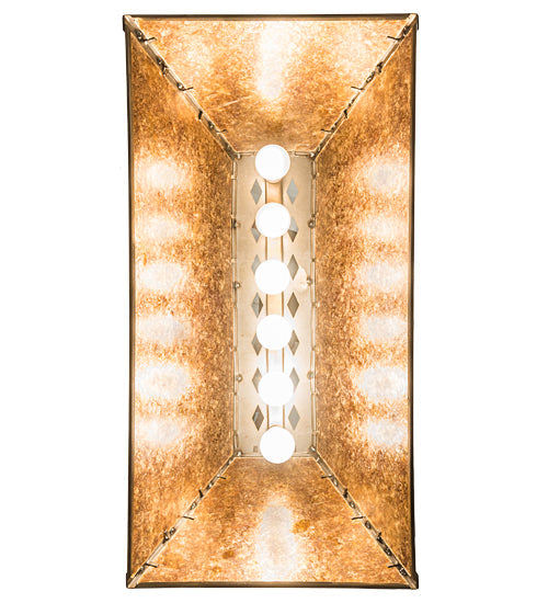Meyda Lighting Tall Pines 33" 6-Light Antique Copper Island Pendant Light With Amber Mica Shade Glass