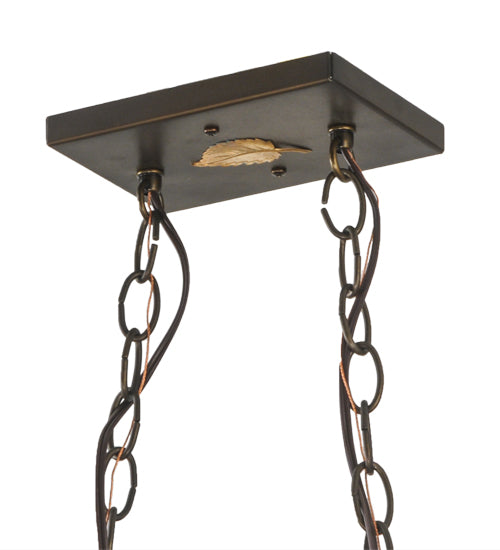 Meyda Lighting Tall Pines 33" 6-Light Antique Copper Island Pendant Light With Silver Mica Shade Glass