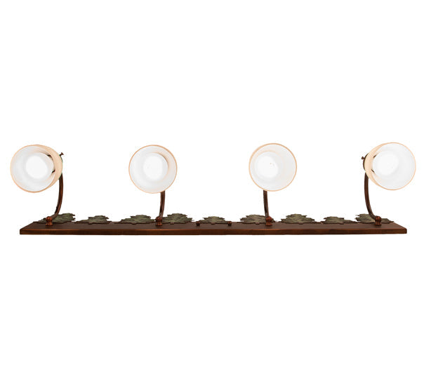 Meyda Lighting Tall Pines 34" 4-Light Vintage Copper & Green Trees Vanity Light With White Opal Shade Glass