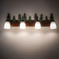 Meyda Lighting Tall Pines 34" 4-Light Vintage Copper & Green Trees Vanity Light With White Opal Shade Glass