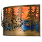 Meyda Lighting Tall Pines 36" 2-Light Antique Copper Wall Sconce With Orange & Blue Art Shade Glass