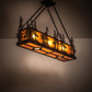 Meyda Lighting Tall Pines 36" 3-Light Solar Black Island Semi-flush Mount Light With Amber Mica Shade Glass