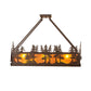 Meyda Lighting Tall Pines 36" 3-Light Solar Black Island Semi-flush Mount Light With Amber Mica Shade Glass