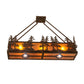 Meyda Lighting Tall Pines 36" 3-Light Solar Black Island Semi-flush Mount Light With Amber Mica Shade Glass