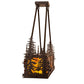 Meyda Lighting Tall Pines 36" 3-Light Solar Black Island Semi-flush Mount Light With Amber Mica Shade Glass