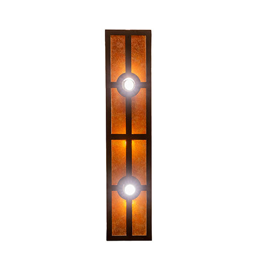 Meyda Lighting Tall Pines 36" 3-Light Solar Black Island Semi-flush Mount Light With Amber Mica Shade Glass