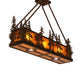Meyda Lighting Tall Pines 36" 3-Light Solar Black Island Semi-flush Mount Light With Amber Mica Shade Glass