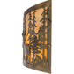 Meyda Lighting Tall Pines 36" 4-Light Antique Copper Bear & Deer Wall Sconce With Beige Iridescent Art Shade Glass