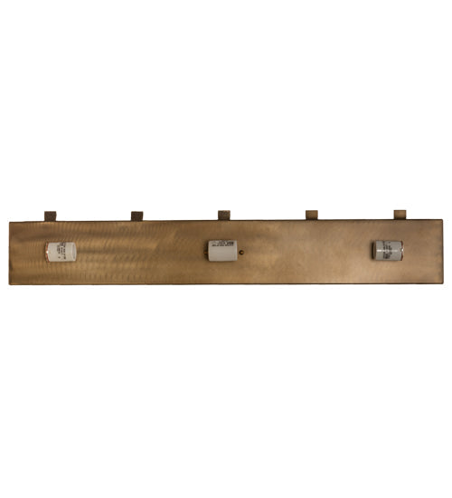 Meyda Lighting Tall Pines 36" 4-Light Antique Copper Bear & Deer Wall Sconce With Beige Iridescent Art Shade Glass