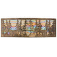 Meyda Lighting Tall Pines 36" 4-Light Antique Copper Bear & Deer Wall Sconce With Beige Iridescent Art Shade Glass
