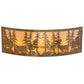 Meyda Lighting Tall Pines 36" 4-Light Antique Copper Bear & Deer Wall Sconce With Beige Iridescent Art Shade Glass