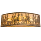 Meyda Lighting Tall Pines 36" 4-Light Antique Copper Bear & Deer Wall Sconce With Beige Iridescent Art Shade Glass