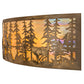 Meyda Lighting Tall Pines 36" 4-Light Antique Copper Bear & Deer Wall Sconce With Beige Iridescent Art Shade Glass