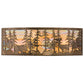 Meyda Lighting Tall Pines 36" 4-Light Antique Copper Bear & Deer Wall Sconce With Beige Iridescent Art Shade Glass
