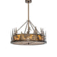 Meyda Lighting Tall Pines 36" 4-Light Antique Copper Inverted Pendant Light With Amber Mica Shade Glass