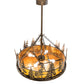 Meyda Lighting Tall Pines 36" 4-Light Antique Copper Inverted Pendant Light With Amber Mica Shade Glass