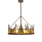 Meyda Lighting Tall Pines 36" 4-Light Antique Copper Inverted Pendant Light With Amber Mica Shade Glass