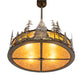 Meyda Lighting Tall Pines 36" 4-Light Antique Copper Inverted Pendant Light With Amber Mica Shade Glass