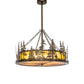 Meyda Lighting Tall Pines 36" 4-Light Antique Copper Inverted Pendant Light With Amber Mica Shade Glass