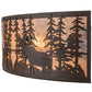Meyda Lighting Tall Pines 36" 4-Light Cafe Noir Bear & Moose Wall Sconce With Silver Mica Shade Glass