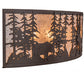 Meyda Lighting Tall Pines 36" 4-Light Cafe Noir Bear & Moose Wall Sconce With Silver Mica Shade Glass