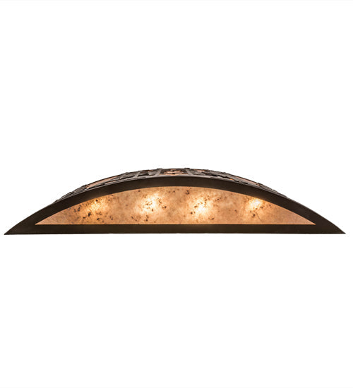 Meyda Lighting Tall Pines 36" 4-Light Cafe Noir Bear & Moose Wall Sconce With Silver Mica Shade Glass