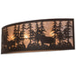 Meyda Lighting Tall Pines 36" 4-Light Cafe Noir Bear & Moose Wall Sconce With Silver Mica Shade Glass