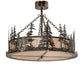 Meyda Lighting Tall Pines 36" 4-Light Light Burnished Antique Copper Inverted Pendant Light With Silver Mica Shade Glass