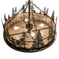 Meyda Lighting Tall Pines 36" 4-Light Light Burnished Antique Copper Inverted Pendant Light With Silver Mica Shade Glass
