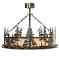 Meyda Lighting Tall Pines 36" 4-Light Light Burnished Antique Copper Inverted Pendant Light With Silver Mica Shade Glass