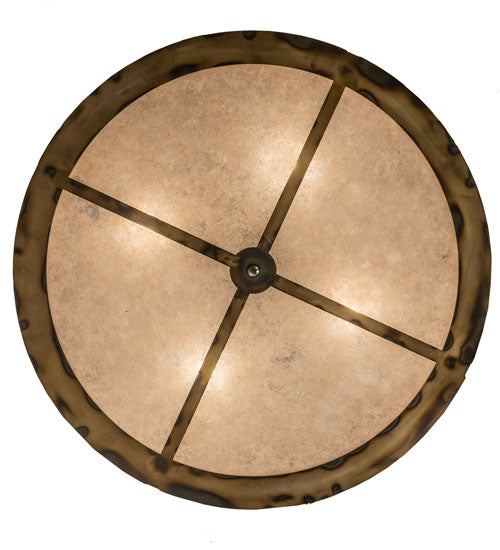 Meyda Lighting Tall Pines 36" 4-Light Light Burnished Antique Copper Inverted Pendant Light With Silver Mica Shade Glass