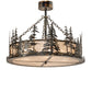 Meyda Lighting Tall Pines 36" 4-Light Light Burnished Antique Copper Inverted Pendant Light With Silver Mica Shade Glass