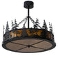 Meyda Lighting Tall Pines 36" 4-Light Textured Black Inverted Pendant Light With Amber Mica Shade Glass
