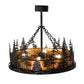 Meyda Lighting Tall Pines 36" 4-Light Textured Black Inverted Pendant Light With Amber Mica Shade Glass
