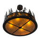 Meyda Lighting Tall Pines 36" 4-Light Textured Black Inverted Pendant Light With Amber Mica Shade Glass