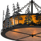 Meyda Lighting Tall Pines 36" 4-Light Textured Black Inverted Pendant Light With Amber Mica Shade Glass