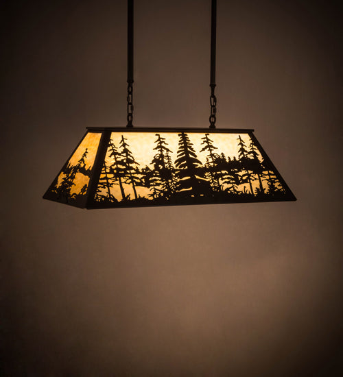 Meyda Lighting Tall Pines 36" 6-Light Timeless Bronze Island Pendant Light With Beige Shade Glass