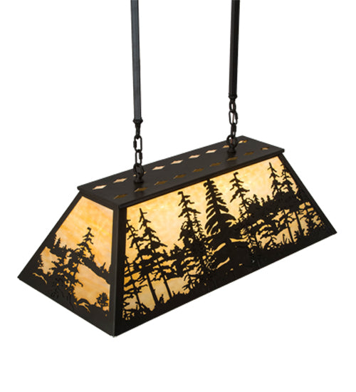 Meyda Lighting Tall Pines 36" 6-Light Timeless Bronze Island Pendant Light With Beige Shade Glass