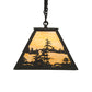 Meyda Lighting Tall Pines 36" 6-Light Timeless Bronze Island Pendant Light With Beige Shade Glass