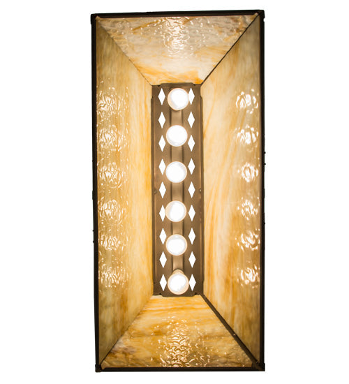 Meyda Lighting Tall Pines 36" 6-Light Timeless Bronze Island Pendant Light With Beige Shade Glass