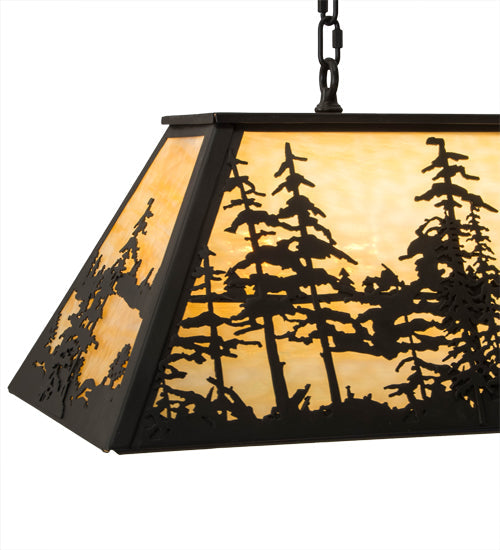 Meyda Lighting Tall Pines 36" 6-Light Timeless Bronze Island Pendant Light With Beige Shade Glass