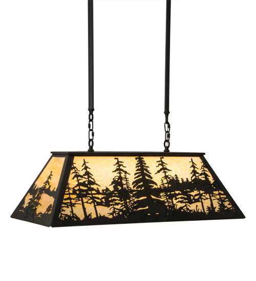 Meyda Lighting Tall Pines 36" 6-Light Timeless Bronze Island Pendant Light With Beige Shade Glass