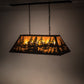Meyda Lighting Tall Pines 36" 6-Light Wrought Iron Island Pendant Light With Amber Mica Shade Glass