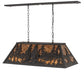 Meyda Lighting Tall Pines 36" 6-Light Wrought Iron Island Pendant Light With Amber Mica Shade Glass
