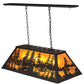 Meyda Lighting Tall Pines 36" 6-Light Wrought Iron Island Pendant Light With Amber Mica Shade Glass