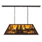 Meyda Lighting Tall Pines 36" 6-Light Wrought Iron Island Pendant Light With Amber Mica Shade Glass