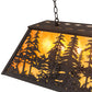 Meyda Lighting Tall Pines 36" 6-Light Wrought Iron Island Pendant Light With Amber Mica Shade Glass