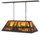 Meyda Lighting Tall Pines 36" 6-Light Wrought Iron Island Pendant Light With Amber Mica Shade Glass