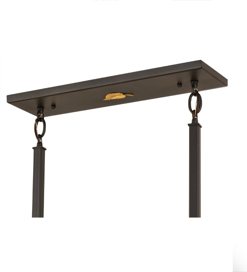 Meyda Lighting Tall Pines 36" 6-Light Wrought Iron Pendant Light With Amber Mica Shade Glass